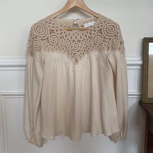 gorgeous detail crochet Jonathan Simkhai Marisol blouse! size small